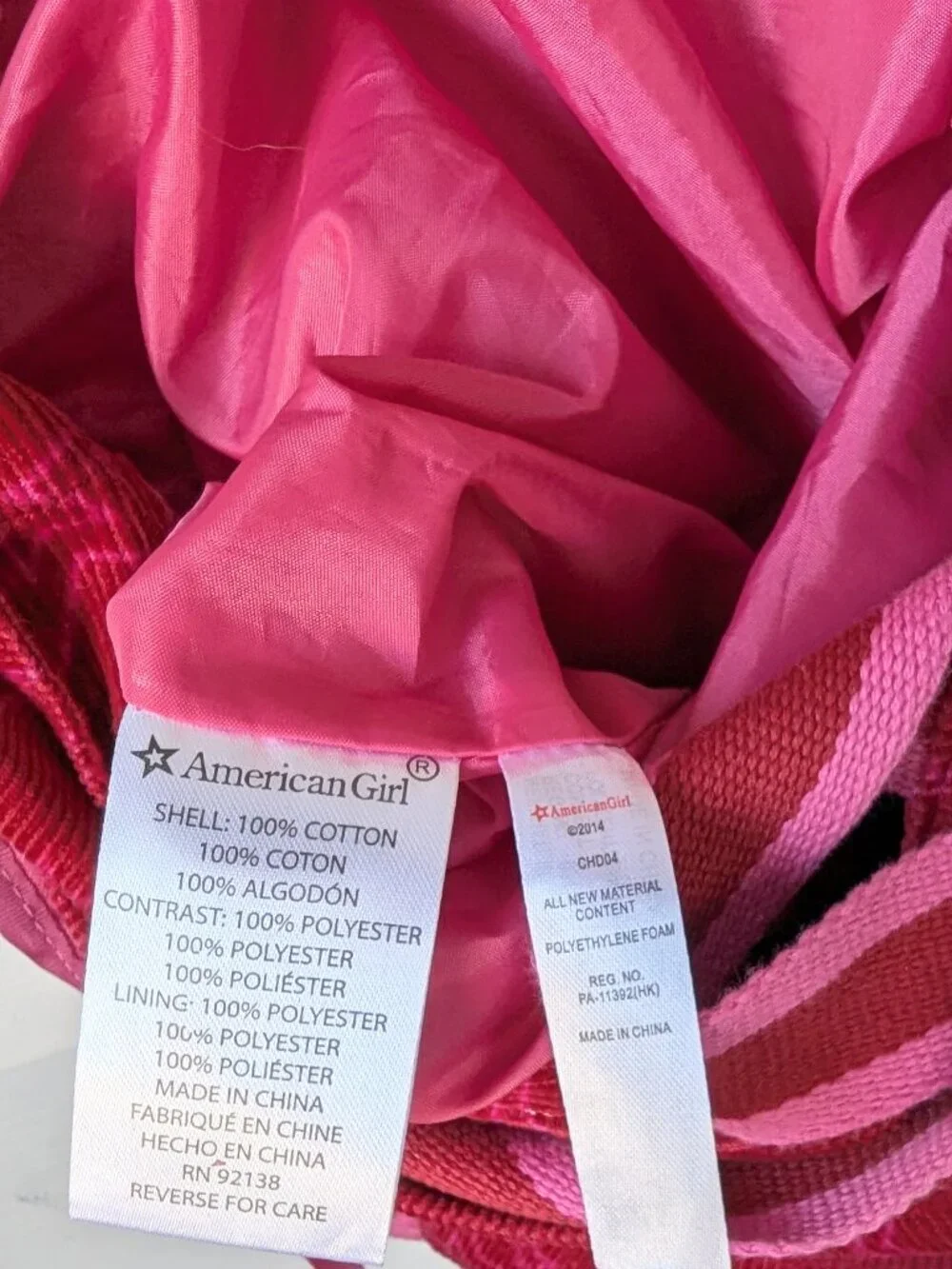 AMERICAN GIRL BERRY RED CORDUROY BACKPACK CARRIER
